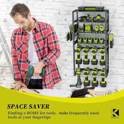 KAFAHOM Power Tool Organizer, 8 Drill Holder Wall Mount, 6 Layer Heavy Duty - Image 8