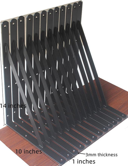12 Pack L14 x H 10" Black Heavy Duty Shelf Brackets - Image 2
