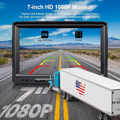 Fookoo HD 1080P 7" Wired Backup Camera System, 7-inch Quad Split Screen Monitor - Image 2