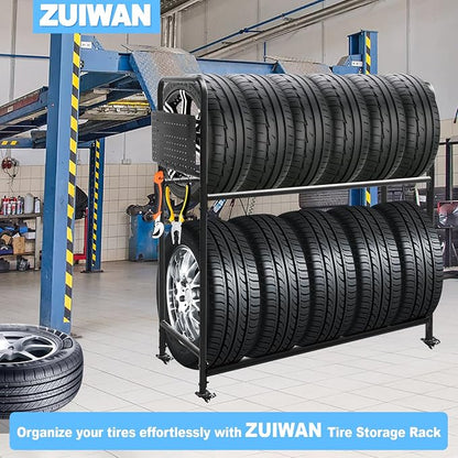Rolling Tire Rack for Garage, Adjustable Metal Tire Rack - Image 6