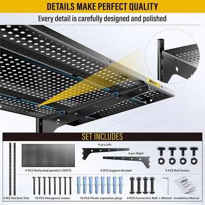 2-Pack×2 Tier 1.3x3ft Garage Shelving Wall Mounted, 800 lbs Load - Image 6