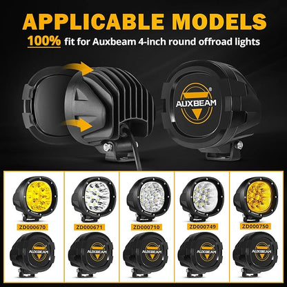 Auxbeam 4 inch LED Pod Covers, Light Bar Lens Covers Waterproof Dustproof - Image 2