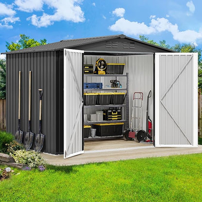 DWVO 8'x6' Large Metal Outdoor Storage Shed, Heavy Duty Tool Storage Sheds - Image 2