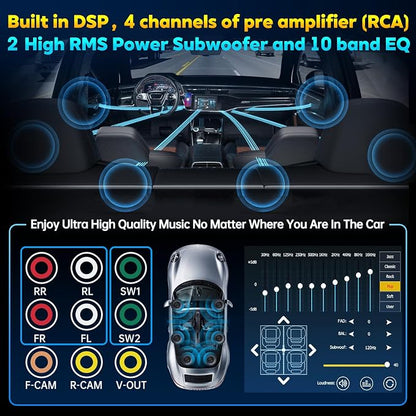 PLZ 7" Wireless Double Din Car Stereo Apple Carplay Radio Screen - Image 4