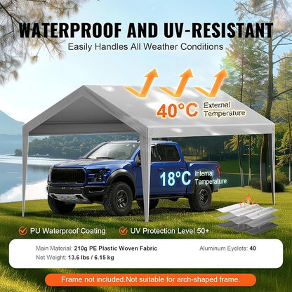 VEVOR Carport Replacement Canopy Cover 10 x 20 ft, Garage Top Tent Shelter Tarp - Image 3