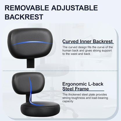 Drafting Chair with Backrest – Adjustable Foot Rest Rolling Stool with Wheels - Image 6