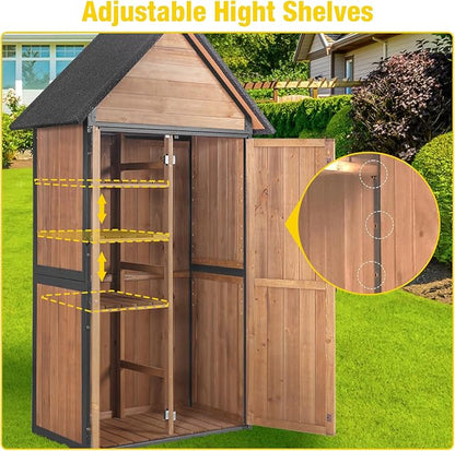 Outdoor Storage Shed, Vertical Wooden Tool Shed - Image 4