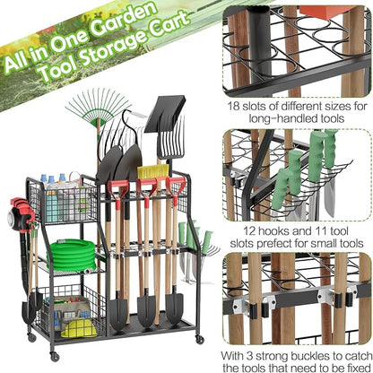 Garden Tool Organizer for Garage, 3 Tier Utility Yard Tool Organizer and - Image 6