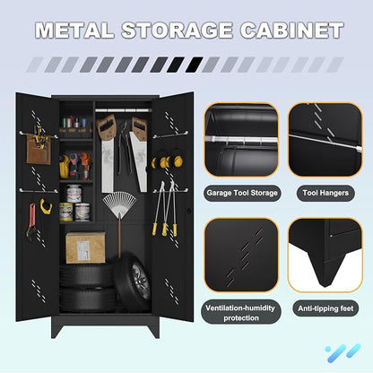 Metal Garage Storage Cabinet, 75” Cleaning Tool Cabinet - Image 4