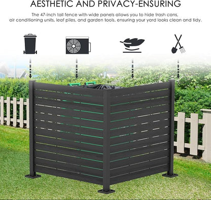 Kozyard 50" W x 48" H Outdoor Privacy Screens Aluminum Post, Air Conditioner - Image 2
