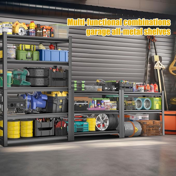 78" H, Metal Garage Shelving Heavy Duty 5-Tier Adjustable Storage Shelves Easy - Image 9
