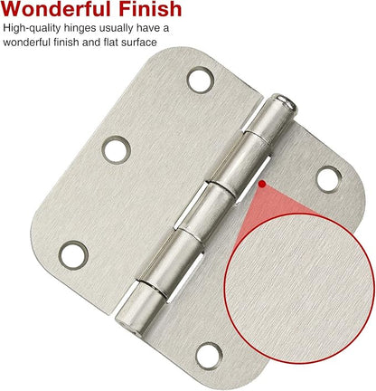 48 Pack Interior Door Hinges Brushed Nickel 3.5 Inch x 3 1/2" Rounded 5/8" - Image 4