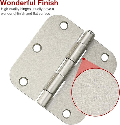 30 Pack Satin Nickle Door Hinges Brushed 3.5 Inch Interior Rounded 5/8" Radius - Image 3