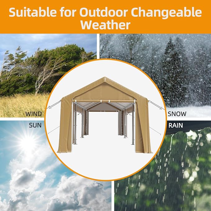 13x20ft Heavy Duty Carport Outdoor Canopy Portable Garage - Image 5