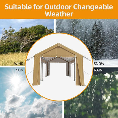 12x20ft Heavy Duty Carport Outdoor Canopy Portable Garage - Image 5