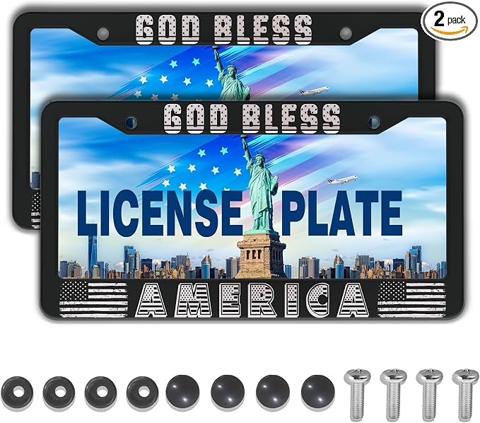 License Plate Frames Black and White License Plate Frame God Bless America by Unknown
