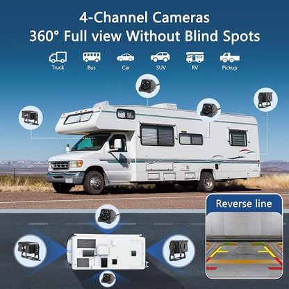 4 Channel Backup Camera System, Touchable 10.26 inch Monitor - Image 4