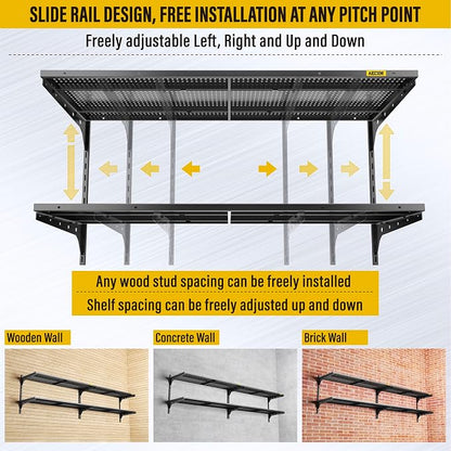 2-Pack 2 Tier 1.3x4ft Garage Shelving Wall Mounted, 800 lbs Load - Image 7