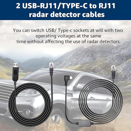 USB-C to RJ11 & USB to RJ11 Radar Detector Cables, 6.56Ft Each, Compatible - Image 5