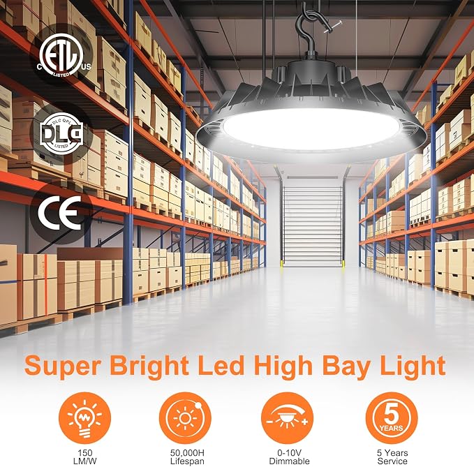 LED High Bay Lights, Super Bright 200W UFO High Bay LED Shop Lights, 30000LM - Image 2