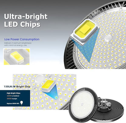 8Pack 250W UFO LED High Bay Light, 30000lm 6000K Daylight 2500W Equivalent - Image 4