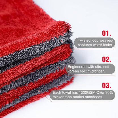 2 Pack XL Car Drying Towel – 1300GSM Ultra Absorbent Microfiber, Twisted Loop - Image 5