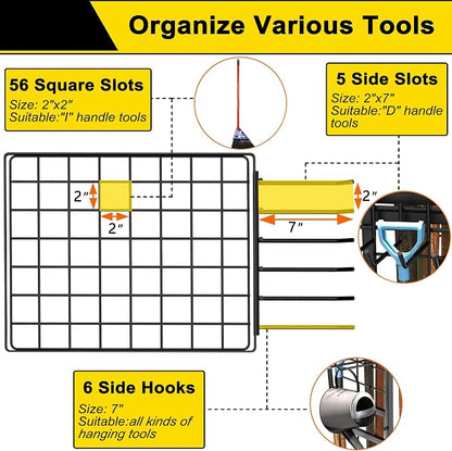 GIOTORENT 5 Tier Garden Tool Organizer, Metal Yard Tools Storage Rack, Garage - Image 7