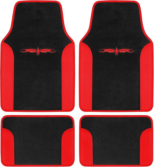 carXS Fresh Two-Tone Carpet Floor Mats, Tribal Tattoo Design by BDK