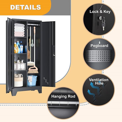 61" H Metal Storage Cabinet, Utility Cabinets - Image 4