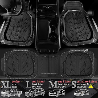 CAR PASS DeepDish Heavy Duty Rubber Floor Mats 3-Piece, Universal M-XL Size - Image 2