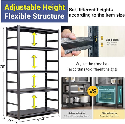 TOPKEY Metal Storage Shelf Garage Storage Shelves, Heavy Duty 5-Tier Utility - Image 3