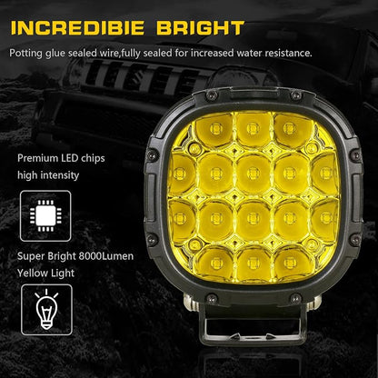 BIGLION.X 4 Inch Pair 160W 18800LM Amber Round LED Offroad Lights Yellow Fog - Image 7