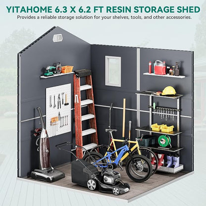 YITAHOME 6x6FT Outdoor Storage Shed w/o Floor, All-Weather Plastic Shed - Image 4