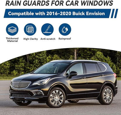 4pcs Front+Rear Smoke Tint Sun/Rain Guard Outside Mount Tape-On Vent Window - Image 2