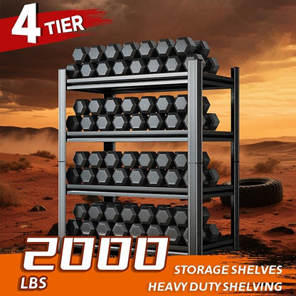 63''H Heavy Duty Metal Shelving Unit, 2000 lbs Total Capacity, Dual-Layer Column - Image 3