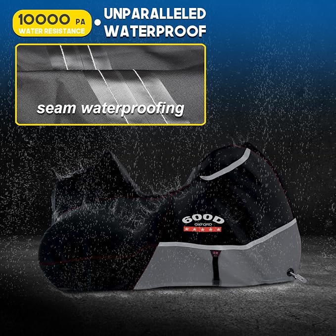 Rosefray Motorcycle Cover with Side+Top Box Heavy Duty 600D Waterproof - Image 3