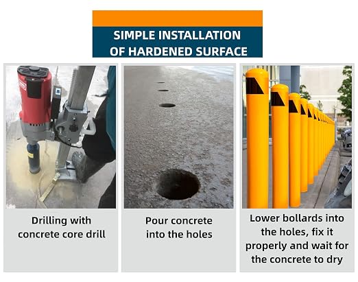 58" High 4-1/2" OD Steel Bollard Post Underground Mount, Cap Removable Safety - Image 5