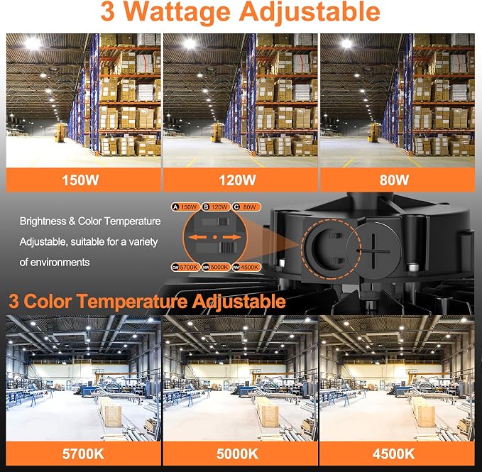 4Pack LED High Bay Lights, 150W UFO High Bay LED Shop Lights, 22500LM - Image 5