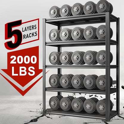 Raybee 5-Tier Industrial Heavy Duty Storage Shelving, 2000LBS Capacity - Image 4
