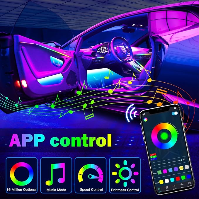 WEBUPAR Dreamcolor Interior Car Lights - 10 in 1 LED Strip Lights - Image 3