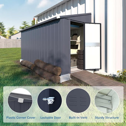 BlueWish 4'x10' Storage Shed, Outdoor Storage Shed - Image 8