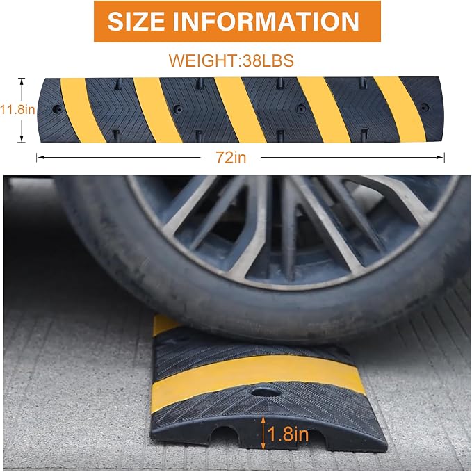 Orangestar 2-Pack 6Ft Rubber Speed Bump, 2 Channel Heavy Duty Speed Hump Cable - Image 7