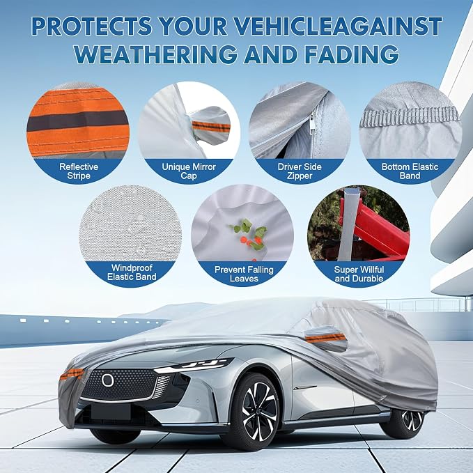 KEYOOG 6-Layer Full Car Cover is All-Weather Waterproof, Fit - Image 4