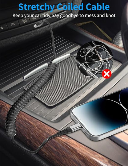 Coiled USB C to Lightning Cable - Image 3