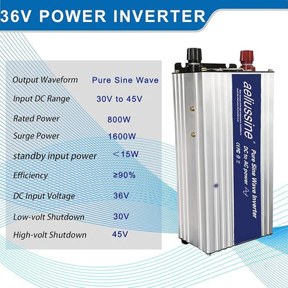 800W Pure Sine Wave Inverter-36V DC to 110V 120V AC Power Converter - Image 4