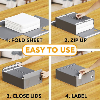 SpaceAid 9 Pack Bed Sheet Organizers and Storage, Foldable Sheet Organizer - Image 3