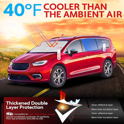 KAYZT Windshield Sun Shade for 2017-2025 2026 Chrysler Pacifica Minivan - Image 2