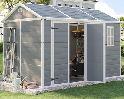10.5x7.6x7.5 ft Outdoor Resin Storage Shed by LUXOAKAddMoreStyletoHome