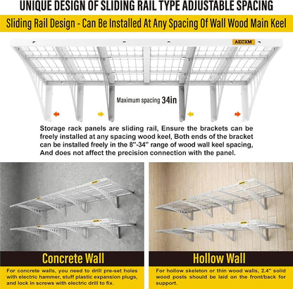 2x3ft 4Pack Wire Shelving Unit Heavy Duty Garage Storage Shelves Wall Mounted - Image 7