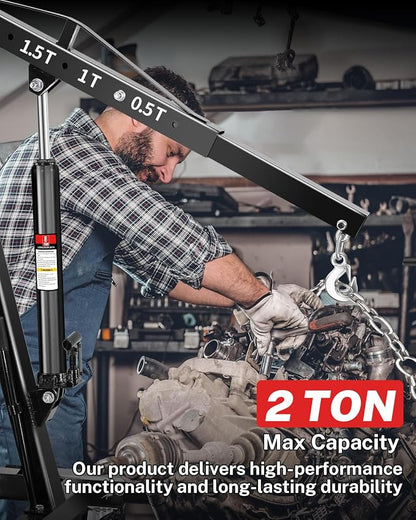 2-Ton Folding Engine Hoist, Hydraulic Shop Crane - Image 2